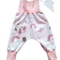 Baby Pumphose Mitwachshose/Checkerhose - Größe 62/68  - Eisbärenwelt rosa weiß Bild 1
