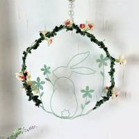 Fensterdeko Ostern, Osterkranz mit Hase, grün Bild 1
