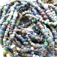 antike kleine Glasperlen aus der Sahara - Djenné Perlen - grau,blau,grün - 30 cm Strang - je ca. 3-6mm Bild 5