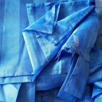 Vintage, Neue Schlaufengardine blau kariert, 135 x 232 cm Bild 2