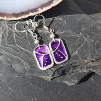 Ohrhänger mit schönem Muster aus 999 Silber, violett patiniert Bild 4