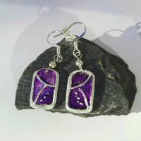Ohrhänger mit schönem Muster aus 999 Silber, violett patiniert Bild 8