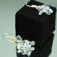 Schimmerndes Opalglas und Silber - Ohrhänger aus Silberdraht und Opal-Edelsteinen Bild 4