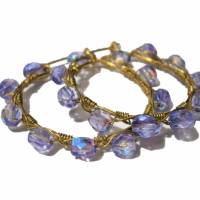 Creolen funkelnd in lila very peri violett 35 Millimeter Ohrringe handgemacht goldfarben Bild 1