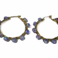 Creolen funkelnd in lila very peri violett 35 Millimeter Ohrringe handgemacht goldfarben Bild 4