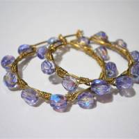 Creolen funkelnd in lila very peri violett 35 Millimeter Ohrringe handgemacht goldfarben Bild 6