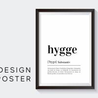 Design Poster |  HYGGE | Definition | Digital Print | Typo Bild | Kunstdruck | Duden Lautschrift | Gemütlichkeit | Happy Bild 2