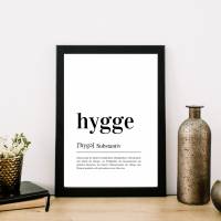 Design Poster |  HYGGE | Definition | Digital Print | Typo Bild | Kunstdruck | Duden Lautschrift | Gemütlichkeit | Happy Bild 3