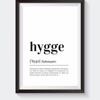 Design Poster |  HYGGE | Definition | Digital Print | Typo Bild | Kunstdruck | Duden Lautschrift | Gemütlichkeit | Happy Bild 5