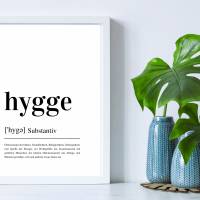 Design Poster |  HYGGE | Definition | Digital Print | Typo Bild | Kunstdruck | Duden Lautschrift | Gemütlichkeit | Happy Bild 6