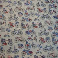 12,00 EUR/m Stoff Baumwolle Fahrrad, Bicycle, Fahrräder / blau, rot auf weiß Bild 2