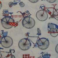 12,00 EUR/m Stoff Baumwolle Fahrrad, Bicycle, Fahrräder / blau, rot auf weiß Bild 4