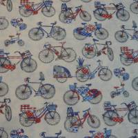 12,00 EUR/m Stoff Baumwolle Fahrrad, Bicycle, Fahrräder / blau, rot auf weiß Bild 5