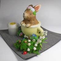 Ostereier - Ostern Tischdeko Deko Hase in der Tasse - Deko für das Osterfrühstück mit Eikerze Bild 3