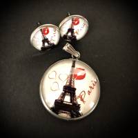Set Edelstahl Motiv Eiffelturm Paris (Ohrstecker+Kette mit Anhänger) Bild 2
