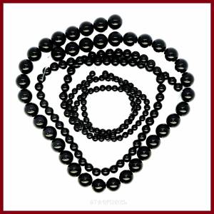 1 Strang Achat-Perlen, rund, schwarz, 4/6/10mm Bild 1