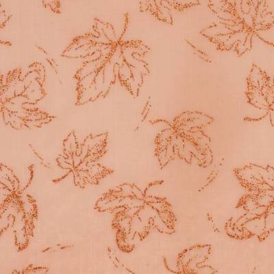 Deko-Stoff  Blätter Orange-Kupfer