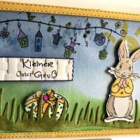 3D-Geldgeschenk-Osterkarte 'Rabbit ' - handkoloriert, bestempelt - Gelb - personalisierbar Bild 2