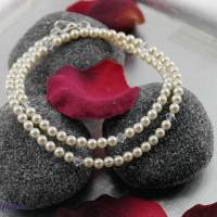 Brautschmuck: Die Zierliche, klassische Perlenkette mit Kristallen (alle 10 Perlen 1 Kristall) - Brautkette nach Wunsch Bild 1
