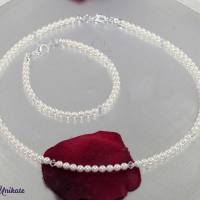 Brautschmuck: Die Zierliche, klassische Perlenkette mit Kristallen (alle 10 Perlen 1 Kristall) - Brautkette nach Wunsch Bild 5