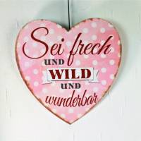 Deko Schild, Herz mit Spruch, frech & wild, Türschild, Wand Deko, Wohn Deko, Fensterdeko Bild 2