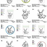 Digitale Stickserie Janeas World Kritzelhasen 10x10 - 13x18 cm (4x4-5x7") Stickrahmen Bild 2