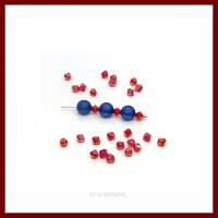 1 Strang Böhmische Glasschliffperlen Bicone 4mm facettiert rot AB feuerpoliert Kristall (105 Perlen) Bild 1