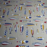 12,60 EUR/m Canvas bunte Fische auf naturbeige Leinenoptik / See, Meer Bild 2