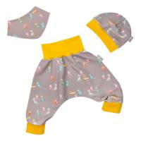 Baby Frühchen Jungen Mädchen Set Pumphose-Mütze-Tuch "Baby Dinos" Gr. 40-44 bis 104, Geschenk Geburt Bild 1