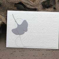 Trauerkarte, Beileidskarte, grau-weiß, Kondolenzkarte mit Ginko-Blatt Bild 2