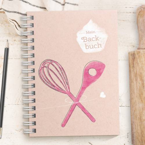 DIY Backbuch für 33 Backrezepte - PINK, DIN A5
