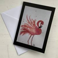 XXL-Flamingo Klappkarte mit Umschlag, Liebesbringer Bild 1