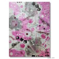 Acrylbild harmonisches Farbspiel Pink mit geometrischen Formen auf Malpapier, ungerahmt, Wandbild, Kunst Bild 2