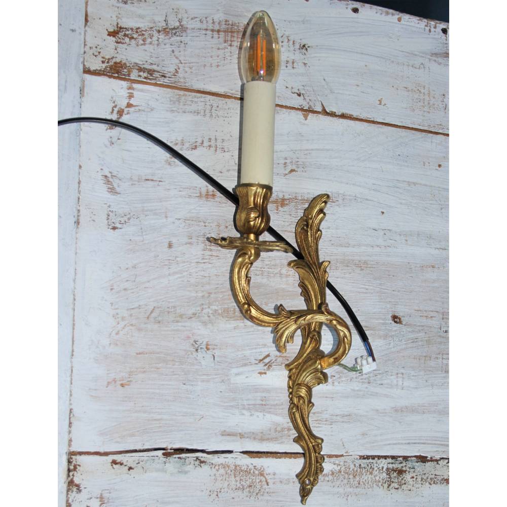 Vintage Wandleuchte Kerzenlampe gold Bild 1