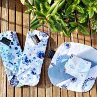 waschbare Stoffbinden Set aus Baumwolle nachhaltige Monatshygiene - Zero Waste - weiß blau orientalisch Bild 1