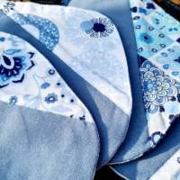 waschbare Stoffbinden Set aus Baumwolle nachhaltige Monatshygiene - Zero Waste - weiß blau orientalisch Bild 4