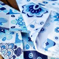 waschbare Stoffbinden Set aus Baumwolle nachhaltige Monatshygiene - Zero Waste - weiß blau orientalisch Bild 6