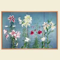 Japanische Kunst Bild - Lilien Blumen -  Kunstdruck Poster Druck  -  Vintage Art - Collotype - Fotogemälde - Geschenk Bild 2