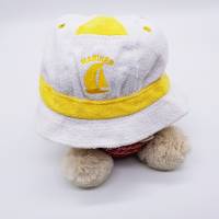 Vintage, Baby weißer Hut mit Stickerei, maritime Mütze, Sommerhut Kleinkind Größe 52, Frottee Bild 1