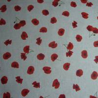 12,60 EUR/m Dekostoff Mohnblumen rot auf hellbeige Leinenoptik Bild 3