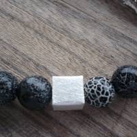 Handgefertigte Edelstein Kette mit Echt Silber Würfel,Geschenk für Sie,Ausdrucksvolle moderne Edelsteinkette,moderne sch Bild 7