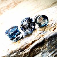 Plug, blau-silber, Harz, handmade,Piercing ,Ohrpiercing Bild 1