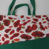 Stofftasche Mohnblumen aus Baumwolle mit vier Henkeln für Einkauf und Freizeit Bild 2