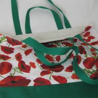Stofftasche Mohnblumen aus Baumwolle mit vier Henkeln für Einkauf und Freizeit Bild 3