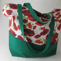 Stofftasche Mohnblumen aus Baumwolle mit vier Henkeln für Einkauf und Freizeit Bild 4
