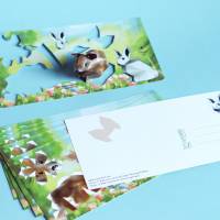 Postkarte "Osterhase" zum Selberbauen. Bastelbogen Mini-Kaninchen DIY 210x105mm Art-Edition Bild 3