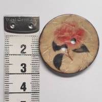 Naturknopf!  Wunderschöner Knopf aus Kokos mit aufgedrucktem Rosenmotiv in dezenten Farben , ca 3cm groß Bild 3