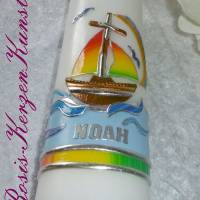 Motiv-Kommunionskerze " Noah " mit christlicher Symbolik ( Schiff ) Bild 4