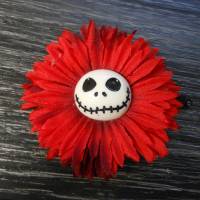 Skull  Kunstblume Totenkopf ,Haarspange , weinrot Bild 1