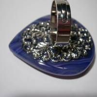 Ring lila grau violett mit großem Achat Stein Tropfen handmade Geschenk statementschmuck Bild 5